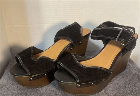 Torrid Womens Black Velvet Platform Heels Wedge Wide Width 8 EBay