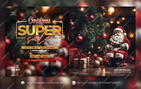 Premium PSD | Psd free psd christmas banner 7 poster social media tamplate