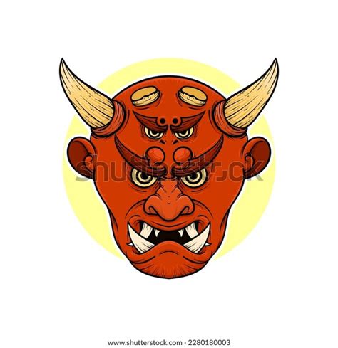 Traditional Japanese Demon Oni Mask Illustration Stock Vector Royalty