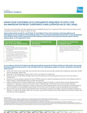 Fillable Online Know Your Customer Kyc Documents Required To Apply