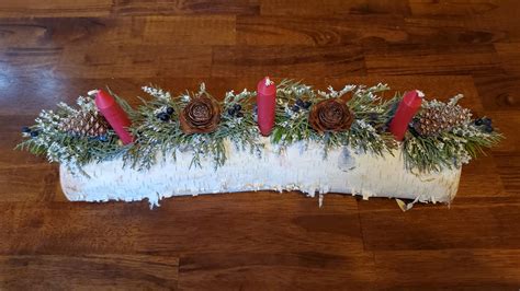 Yule Log Centerpiece, Yule Log Candle Holder, Yule Log, Birch Log Vase ...