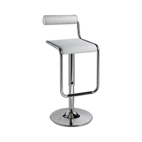 Benjara In White And Chrome Low Back Metal Frame Bar Stool With