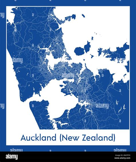 Auckland New Zealand New Zealand Oceania City Map Blue Print Vector