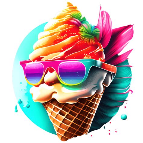 Summer Vibes Tropical Ice Cream Cone Graphic · Creative Fabrica