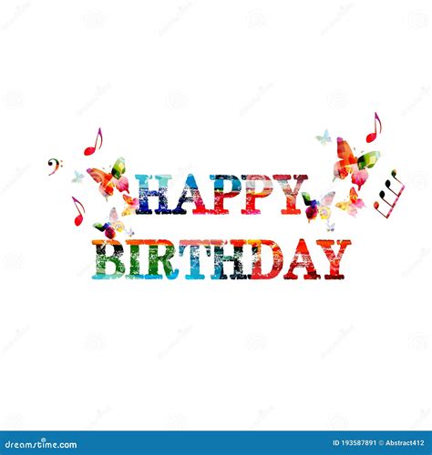 Colorful Happy Birthday Calligraphy Lettering Isolated Vector