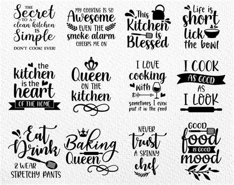 12 Kitchen Svg Bundle Cutting Board Design Svgkitchen Quote Etsy