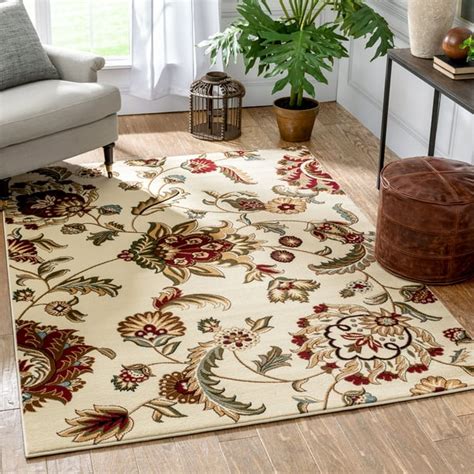 Well Woven Barclay Ashley Oriental Modern Floral Ivory 53 X 73 Area Rug