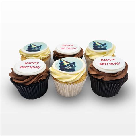 Custom Image or Message Printed Birthday Cupcakes