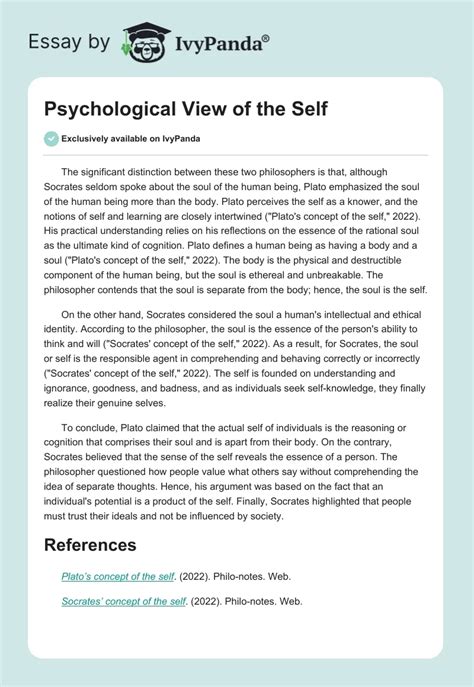 Psychological View Of The Self Words Essay Example