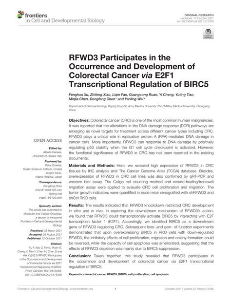 Pdf Rfwd Participates In The Occurrence And Development Of