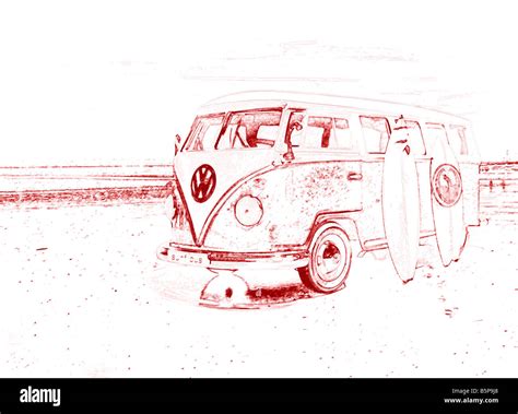 Vw Camper Van Sketch Drawing Stock Photo Alamy