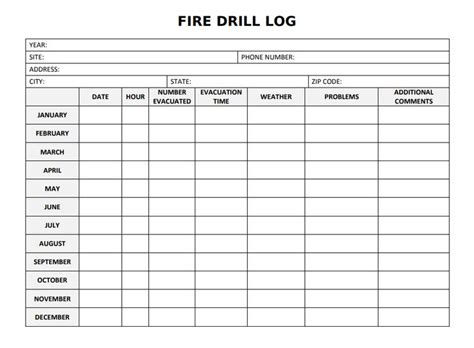 Fillable Form Fire Drill Log Edit Sign And Download In Pdf Pdfrun