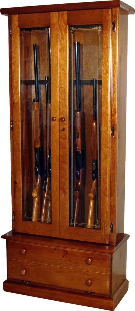 12-Gun Wood Gun Cabinet | Pine | Locking Double Doors | Made in USA ...