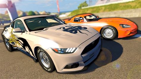 INSANE FORD MUSTANG VS VIPER DRAG RACE BeamNG Multiplayer Mod