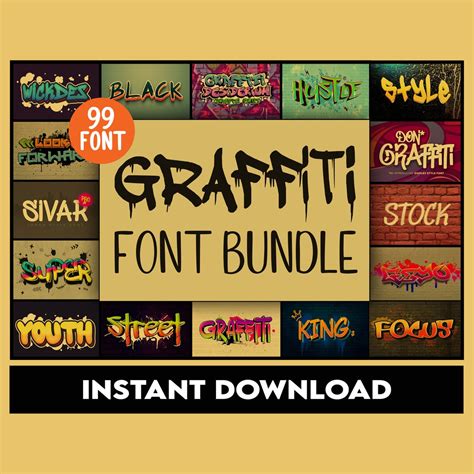 Graffiti Font Bundle Urban Graffiti Font Bundle Street Font Wall Art Font Graffiti Font