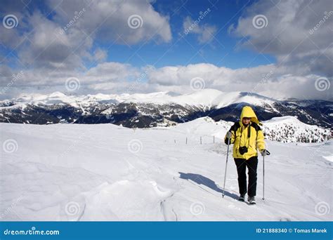 Nordic Walking in Winter Landscape Stock Photo - Image of altitude ...