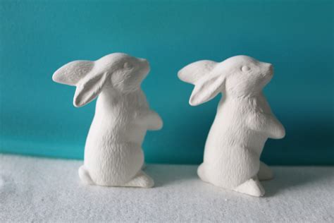 D3 2 Small Bunnies Ceramic Bisque Ready To Paint Unpainted You