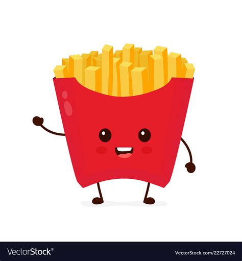 Happy smiling funny cute french fries Royalty Free Vector