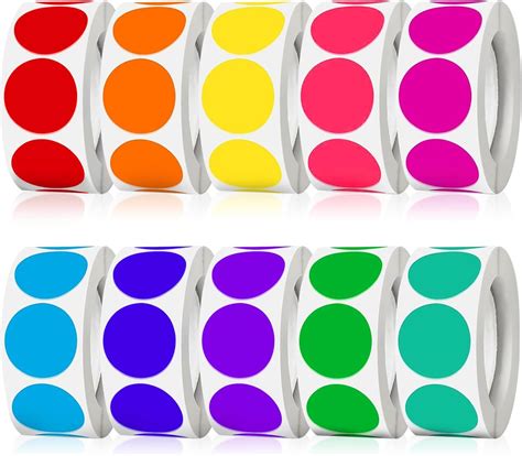 5000pcs Dot Stickers 34 Inch 10 Colors Circle Dot Labels Stickers Round Coding