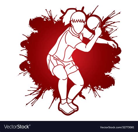 Ping Pong Player Table Tennis Action Cartoon Vector Image