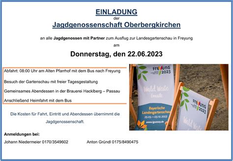 Anzeige Jagdgenossenschaft Jagdausflug 06 2023