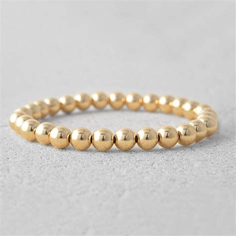 14kt Gold Filled 6mm Beaded Stacking Bracelet For Women Stretch Fit Tarnish Free Waterproof Etsy