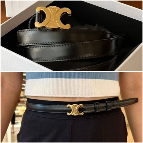 Ready New Celine Triomphe Belt Teen 1 8cm In Black Ghw Size 85 On