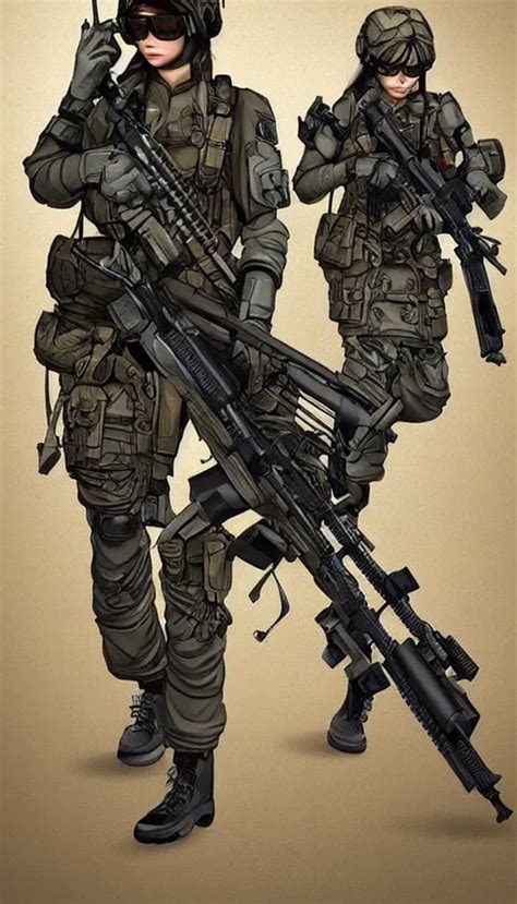 Female Sniper Tactical Gear Detailed Artwork Sharp Stable Diffusion