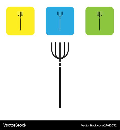 Black garden pitchfork icon isolated on white Vector Image