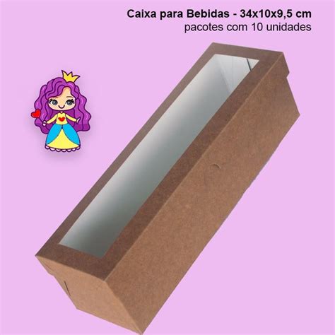 Caixa Para Bebida Visor Em Papel Kraft Branco E Colorido Bronze