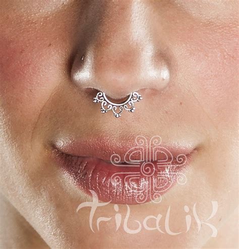 Flower Mandala Mm G Silver Septum Ornate Septums Silver Septum