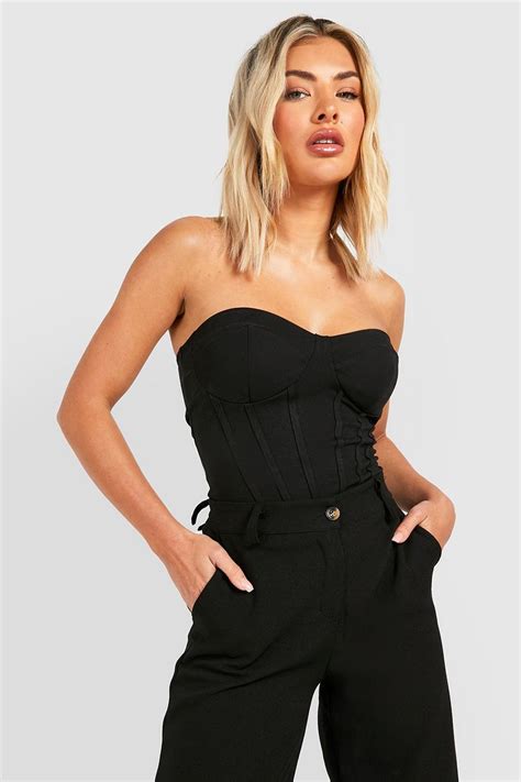 Seam Detail Longline Corset Top Boohoo