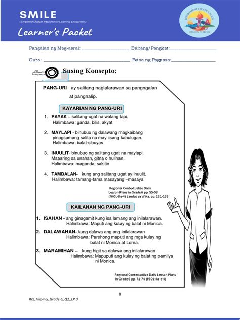 Susing Konsepto Pang Uri Ay Salitang Naglalarawan Sa Pangngalan Pdf