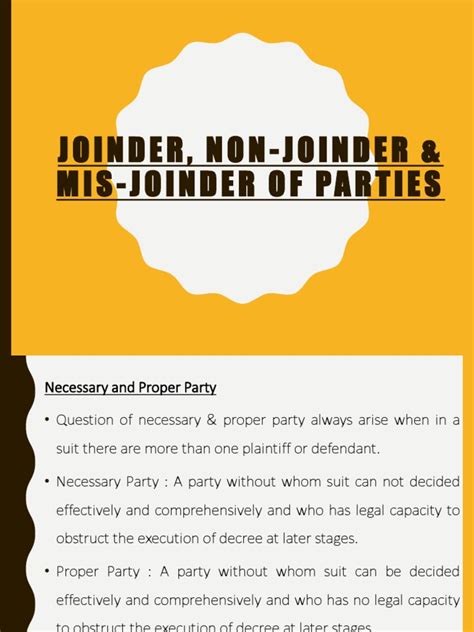 Joinder Non Joinder And Mis Joinder Pdf Joinder Lawsuit