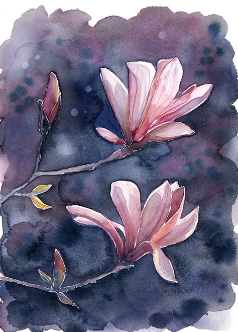 Magnolia, watercolor painting by jane-beata on DeviantArt