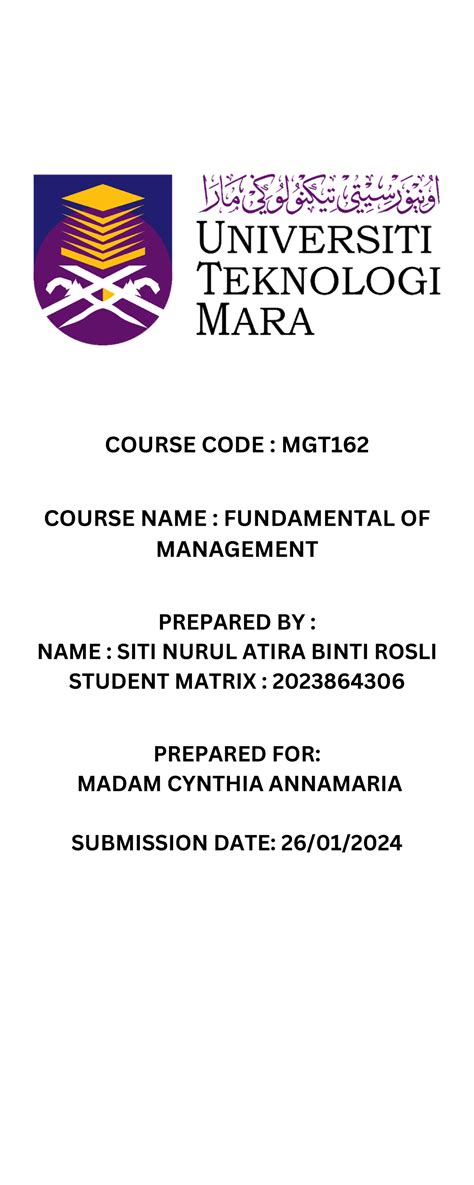 Mgt162 Individual Assignment COURSE CODE MGT COURSE NAME