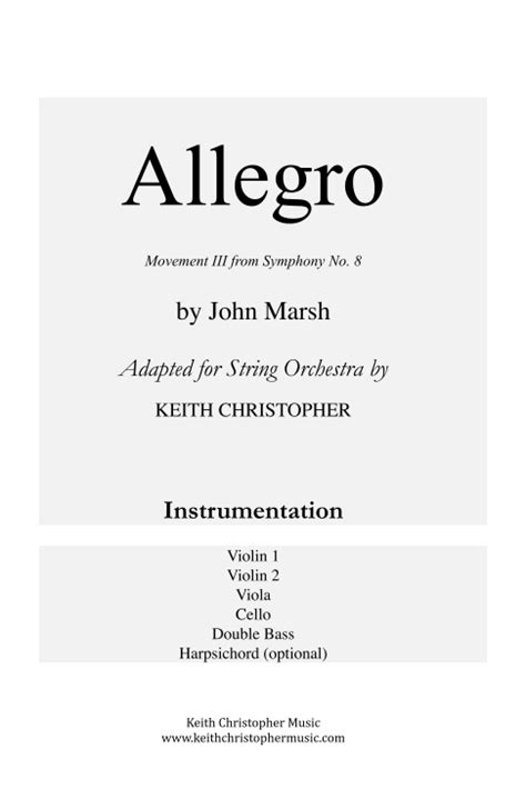 Allegro From Symphony No 8 Arr Keith Christopher By John Marsh