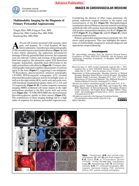 PDF Multimodality Imaging For The Diagnosis Of Primary Pericardial