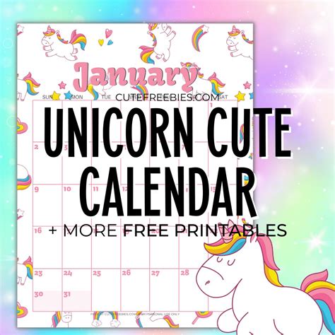 Cute Unicorn 2024 Calendar – Free Printable! - Cute Freebies For You