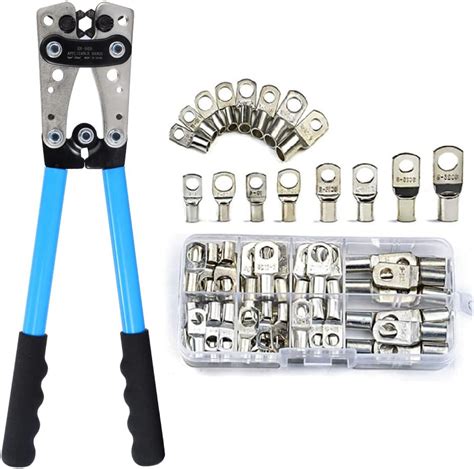 Hks Battery Cable Lug Crimping Tool 10 1 Awg With 60pcs Copper Ring Terminals 8 Sizes Cable Lugs