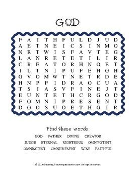 The Trinity Bible Word Searches By Graceway Teachers Pay Teachers