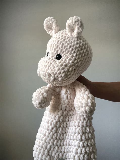 Extra Large Hippo Snuggler Extra Large Hippo Lovey Crochet Hippo White