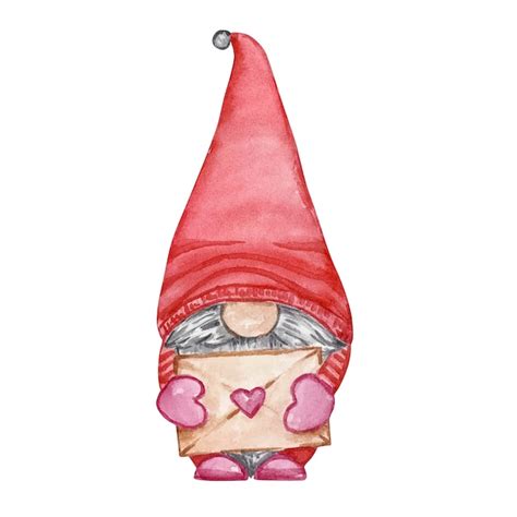 Premium Vector Watercolor Valentines Day Gnome With Envelope