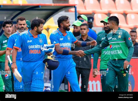 India S Hardik Pandya And Babar Azam Of Pakistan Hand Shakes Before The