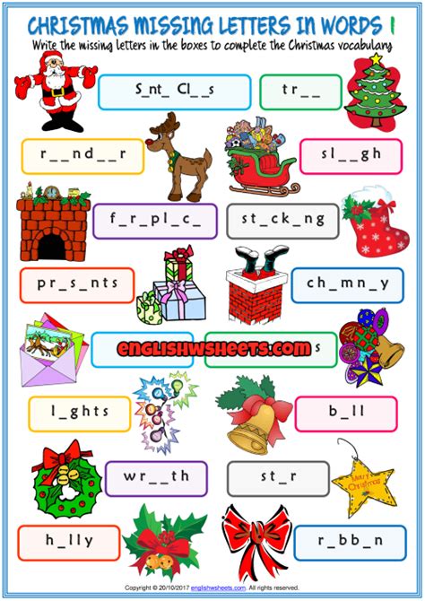 Christmas Esl Vocabulary Worksheets Christmas Worksheets Christmas Teaching Christmas Lesson