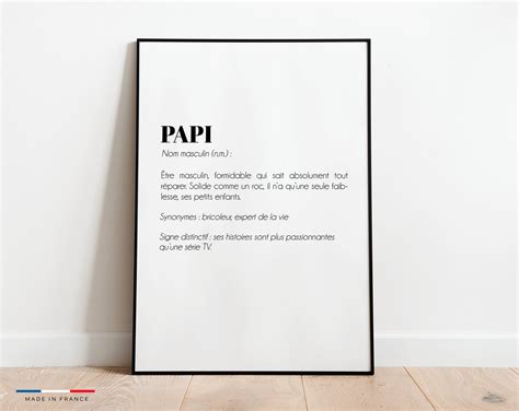 Affiche D Finition Papi Poster Id Ale Pour Offrir En Cadeau Etsy France