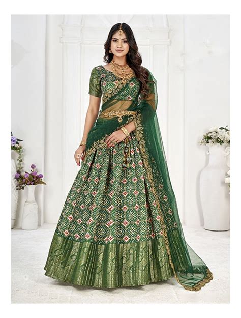 Mehndi Banarasi Lehenga Online at Best Price - Rutbaa