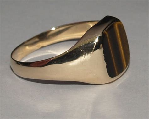 Ct Yellow Gold Tigers Eye Signet Ring Size Y Ebay