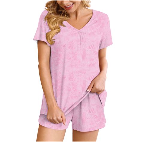 Summer Savings Clearance Yievot Women S Pajama Set Soft Short Sleeve