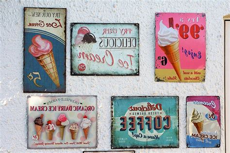 Firmar Vendimia Helado Retro Cartel Vintage Decoraci N Emblema